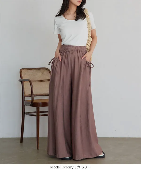 リボンポケット エアリーワイドパンツ [M4379]| SALE！ - レディース