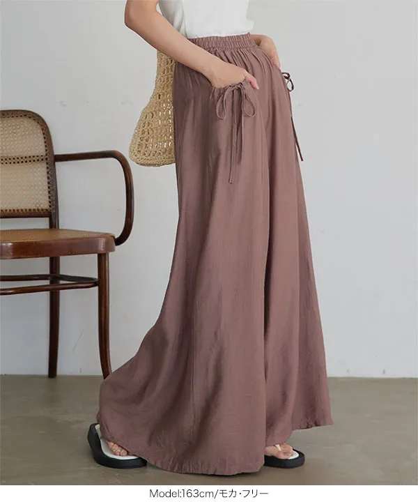 リボンポケット エアリーワイドパンツ [M4379]| SALE！