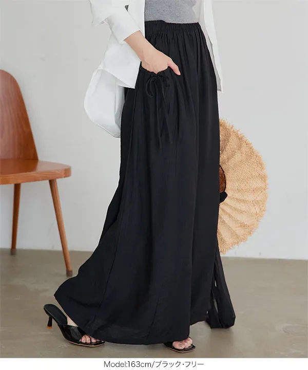 リボンポケット エアリーワイドパンツ [M4379]| SALE！