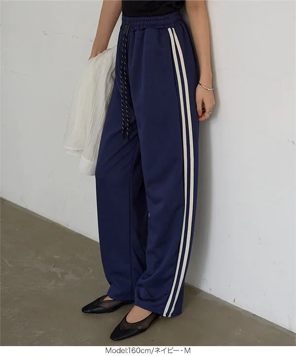接触冷感 ] M L サイドラインひんやりスウェットパンツ [M4383