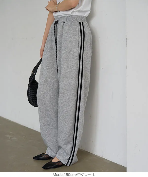 [ 接触冷感 ] M L サイドラインひんやりスウェットパンツ [M4383]
