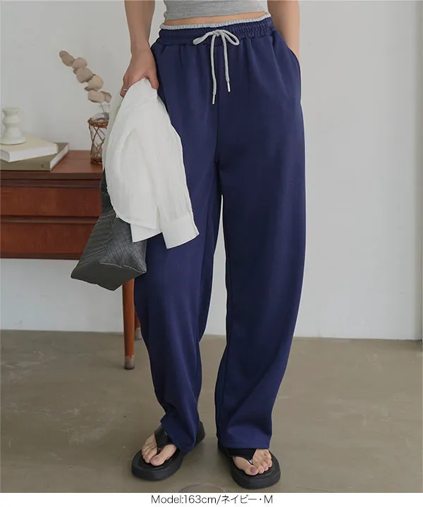 M L ウエストバイカラースウェットパンツ [M4386] - レディース