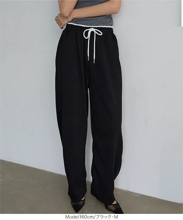 M L ウエストバイカラースウェットパンツ [M4386] - レディース
