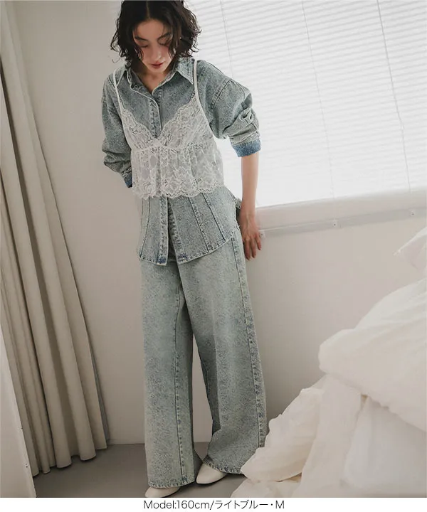 ブークレーデニムワイドパンツ [M4389] - レディースファッション通販