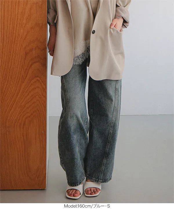 カーブデニムパンツ [M4395] - レディースファッション通販 神戸レタス
