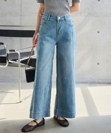 ストレッチアンクルストレートデニムパンツ [M4399]| 送料無料 3/19(木)12:00~3/23(月)12:00まで