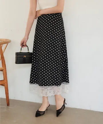 ドットレーススカート [M4407]| 送料無料 4/28(火)12:00~4/30(木)12:00まで