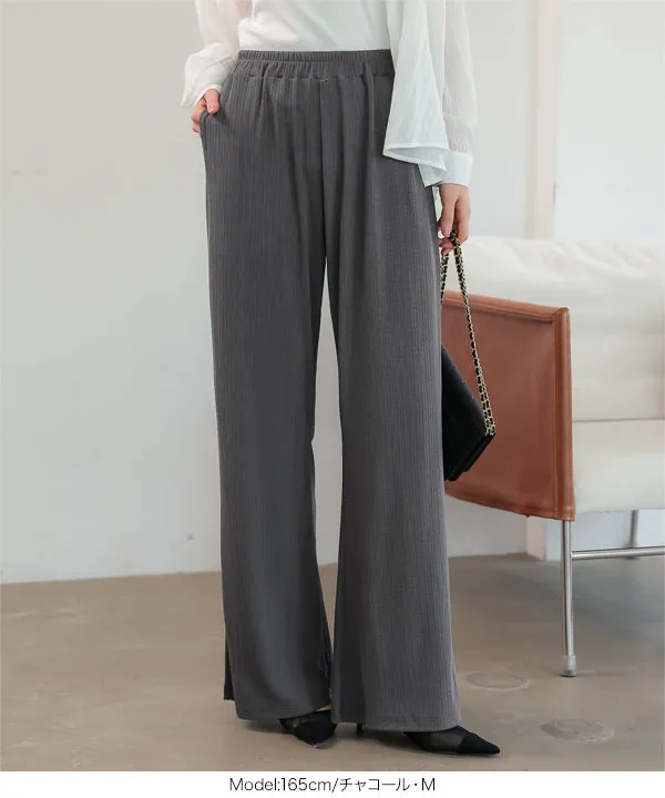 [ 接触冷感UVカット ] ランダムリブ錯覚美脚パンツ [M4411]