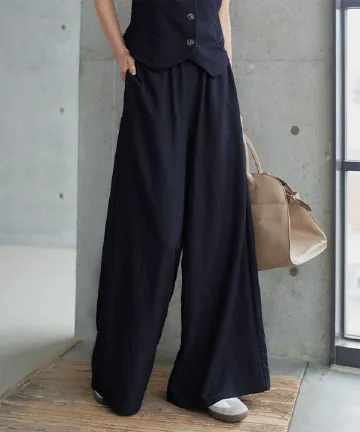 ウエストリボンレーヨンワイドパンツ [M4442]6/21(日)12:00~販売予定！！