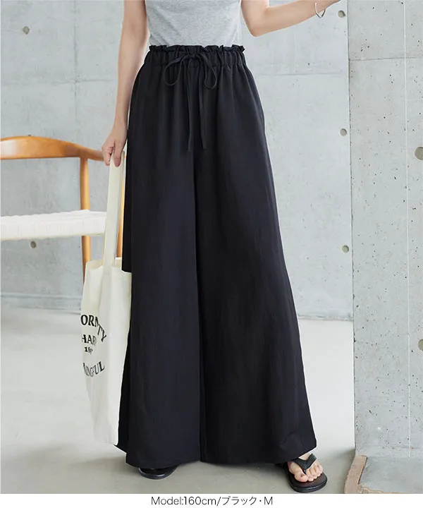 ウエストリボンレーヨンワイドパンツ [M4442]