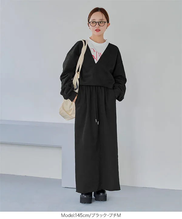 [ 田中亜希子さんコラボ ] 選べるサイズ 裏起毛ファスナースリットスウェットナロースカート  [M4483]