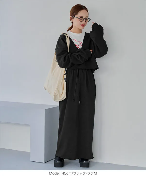 [ 田中亜希子さんコラボ ] 選べるサイズ 裏起毛ファスナースリットスウェットナロースカート  [M4483]