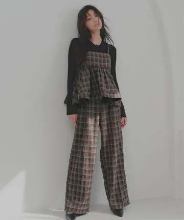 チェック柄ワイドパンツ [M4484]| 2026AW先行受注アイテム！20%OFFクーポン＆送料無料  8/12(水)12:00~8/18(火)12:00まで