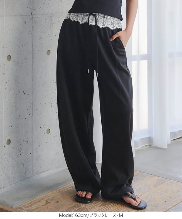 スウェット素材ワイドカーブパンツ [M5050]
