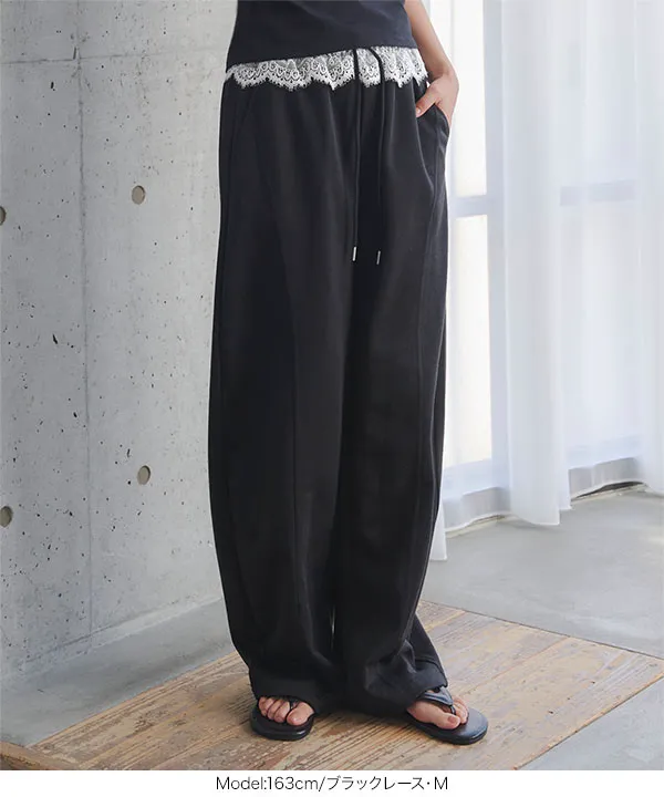 スウェット素材ワイドカーブパンツ [M5050]