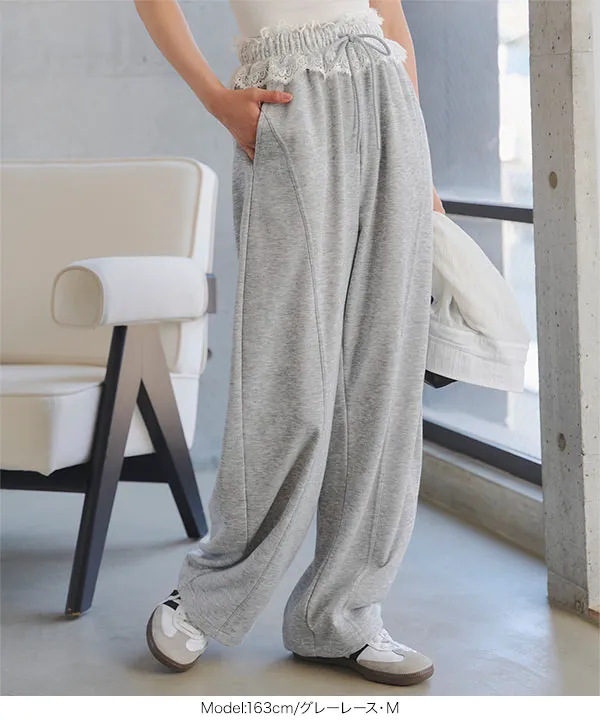 スウェット素材ワイドカーブパンツ [M5050]
