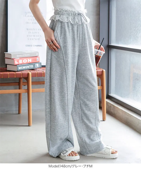 スウェット素材ワイドカーブパンツ [M5050]