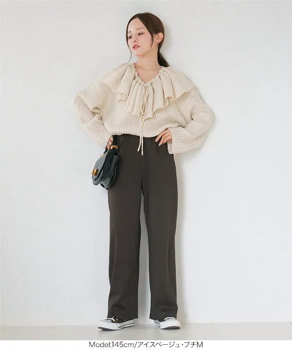 田中亜希子さんコラボ ] 選べる2丈 2way付けフリルVネックニットプルオーバー [N1082] - レディースファッション通販  神戸レタス【公式サイト】