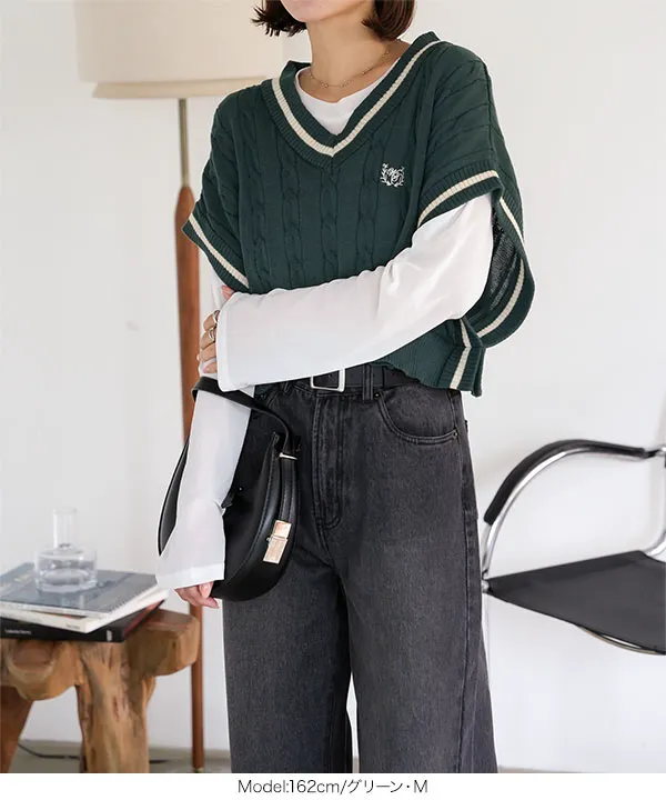 ラインケーブルニットベスト [N1094] - レディースファッション通販