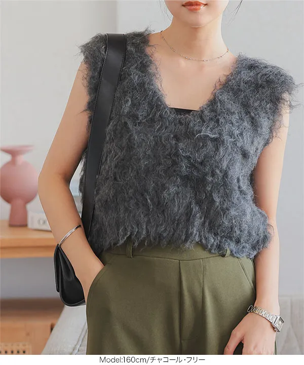 シャギーニットベスト [N1098] - レディースファッション通販 神戸