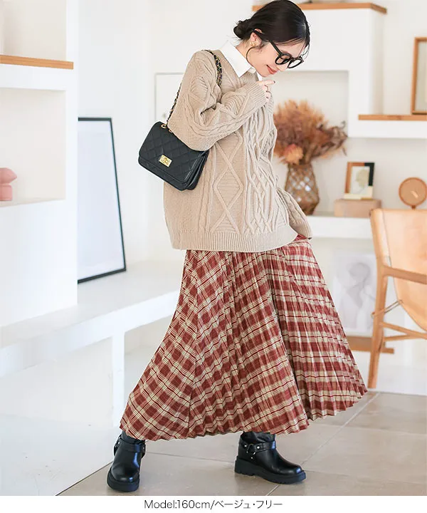 ざっくりケーブルニットプルオーバー [N1150] - レディース