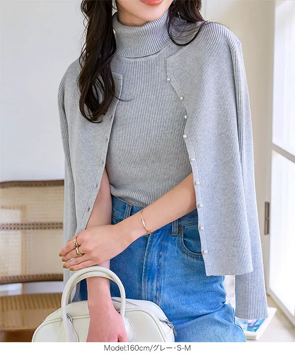 タートルネックノースリーブリブニット [N1178] - レディース