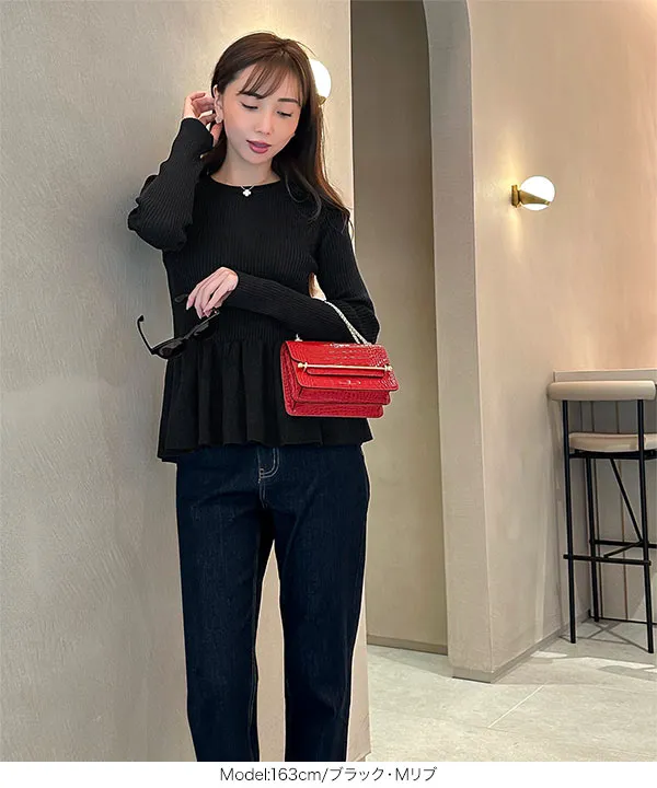 岡部あゆみさんコラボ ］選べる2タイプペプラムニットトップス [N1204