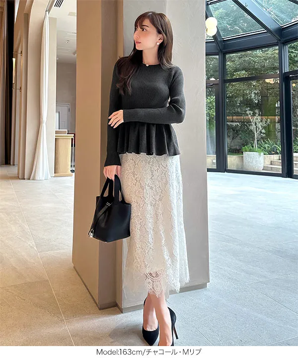 岡部あゆみさんコラボ ］選べる2タイプペプラムニットトップス [N1204