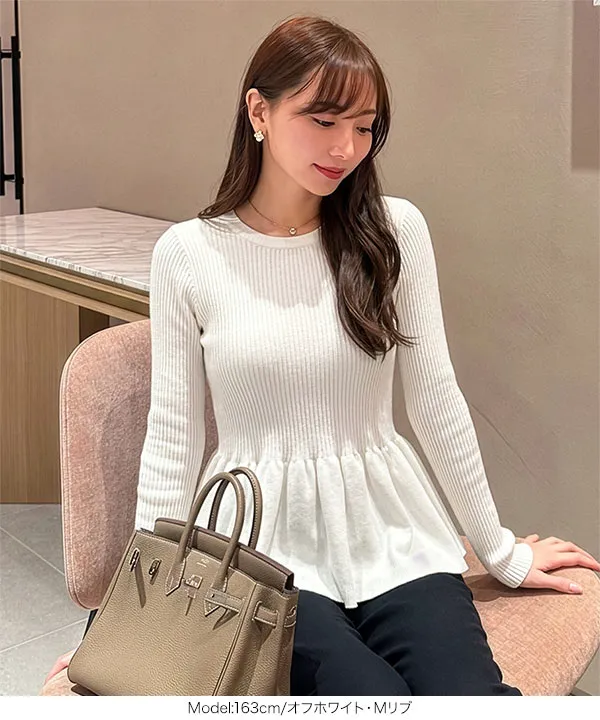 [ 岡部あゆみさんコラボ ］ペプラムニットトップス [N1204]| 特別価格&送料無料 9/10(木)12:00~9/11(金)12:00まで