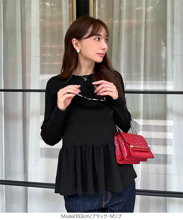 岡部あゆみさんコラボ ］選べる2タイプペプラムニットトップス