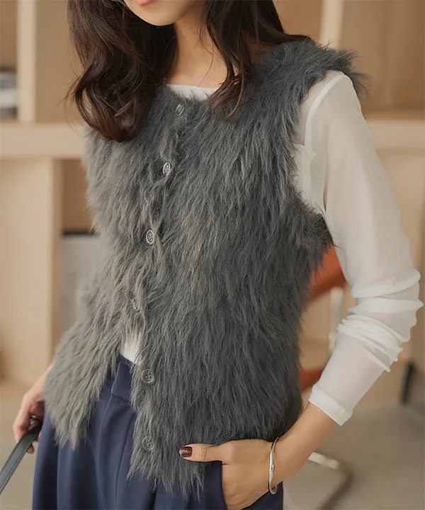 フェザークルーネックベスト [N1211] - レディースファッション通販