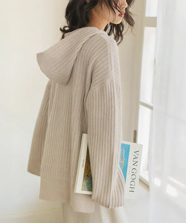 リブニットフーディー [N1219] - レディースファッション通販 神戸