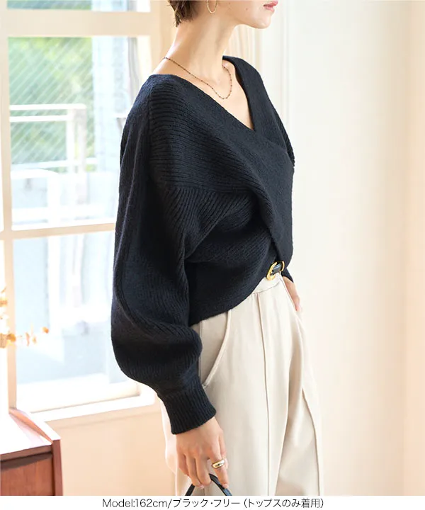 カシュクールトップス×前後2wayニットワンピース [N1234] - レディース