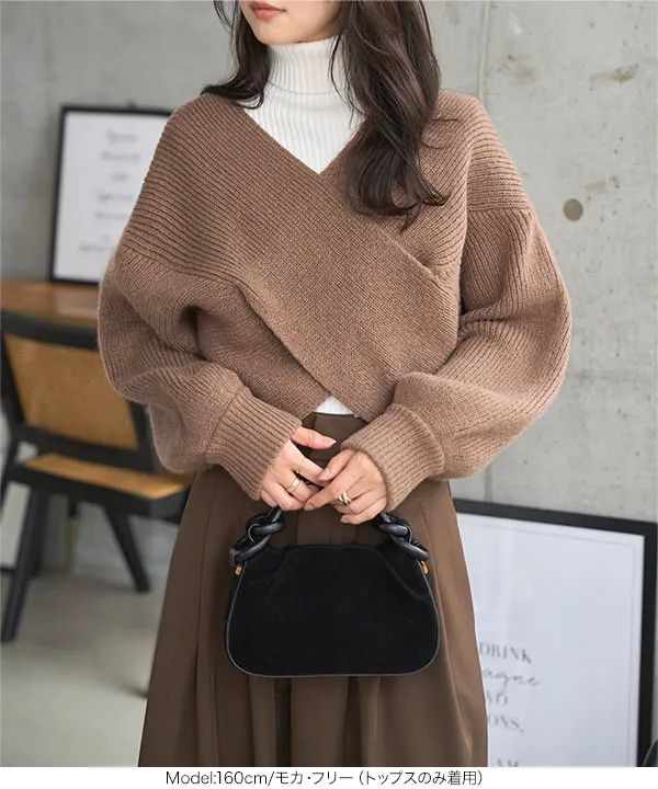 カシュクールトップス×前後2wayニットワンピース [N1234] - レディース