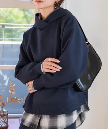 スポンディッシュニットフーディートップス [N1238]