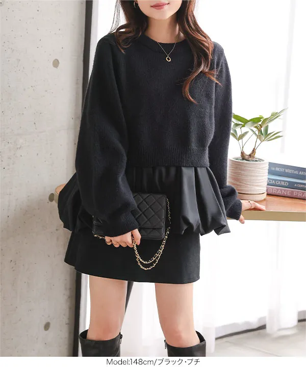 Petitle / プチレ ] 2点セット ニットトップス × バルーンブラウス