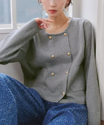 ダブルボタンニットカーディガン [N1247]