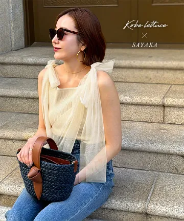 [ SAYAKAさんコラボ ]取り外し可能肩チュールリボンニットキャミソール [N1257]| 4/14(火)12:00~発売予定！