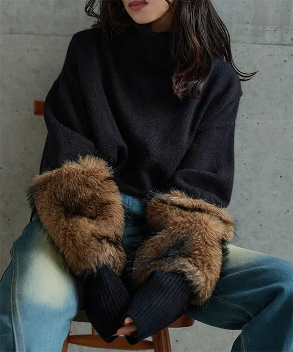 袖ファータートルニットトップス [N1260] - レディースファッション