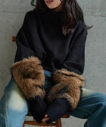 袖ファータートルニットトップス [N1260]