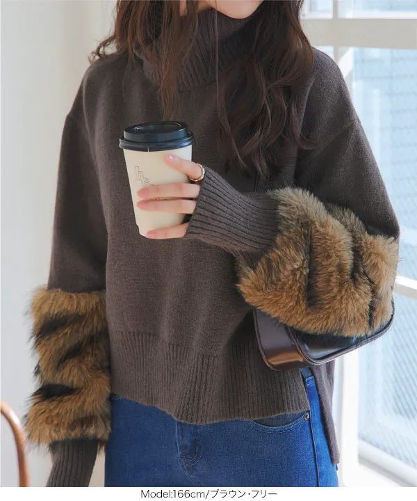 袖ファータートルニットトップス [N1260] - レディースファッション