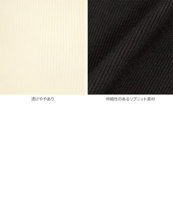 フィンガーホール袖ファーリブニットトップス [N1261] - レディース