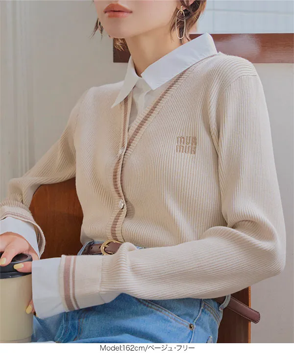 襟ドッキングニットカーディガン [N1268] | 送料無料 1/11(日)12:00~1