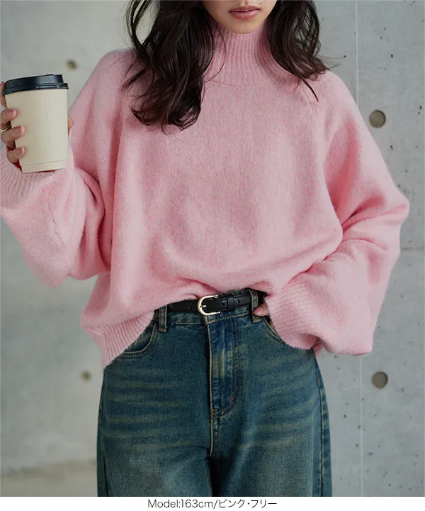 ハイネック起毛糸ニットトップス [N1269] - レディースファッション