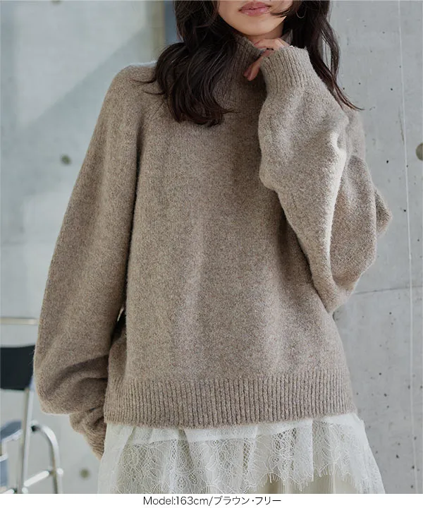 ハイネック起毛糸ニットトップス [N1269] - レディースファッション