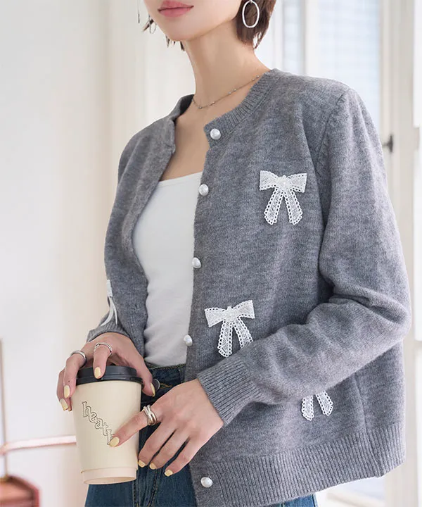 リボンニットカーディガン [N1280] - レディースファッション通販 神戸