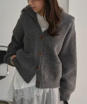 ワイドカラーニットカーディガン [N1290]| SALE！