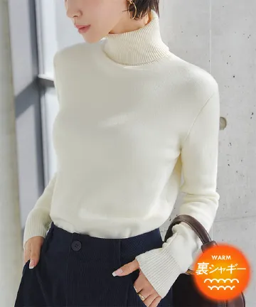 トップス Heve Tinker Knit white 裏起毛 ] 選べる2タイプ裏シャギー暖かニットトップス [N1292