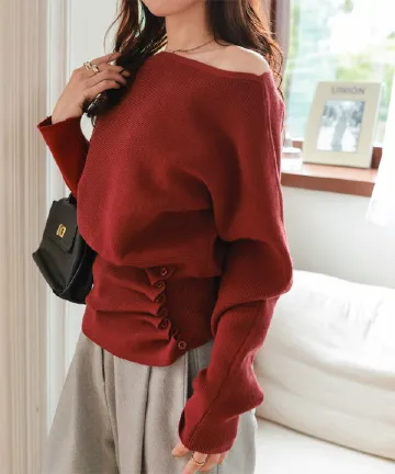 ウエストボタンドルマンニット [N1303]| SALE！