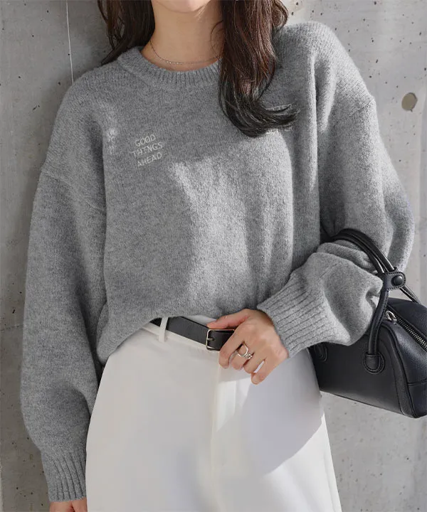 ロゴ刺繍ニットトップス [N1306] - レディースファッション通販 神戸